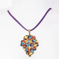 Pendant 65cm - Xochitl Grapes-Purple Suedine - Pendant 65cm - Laiton bronze